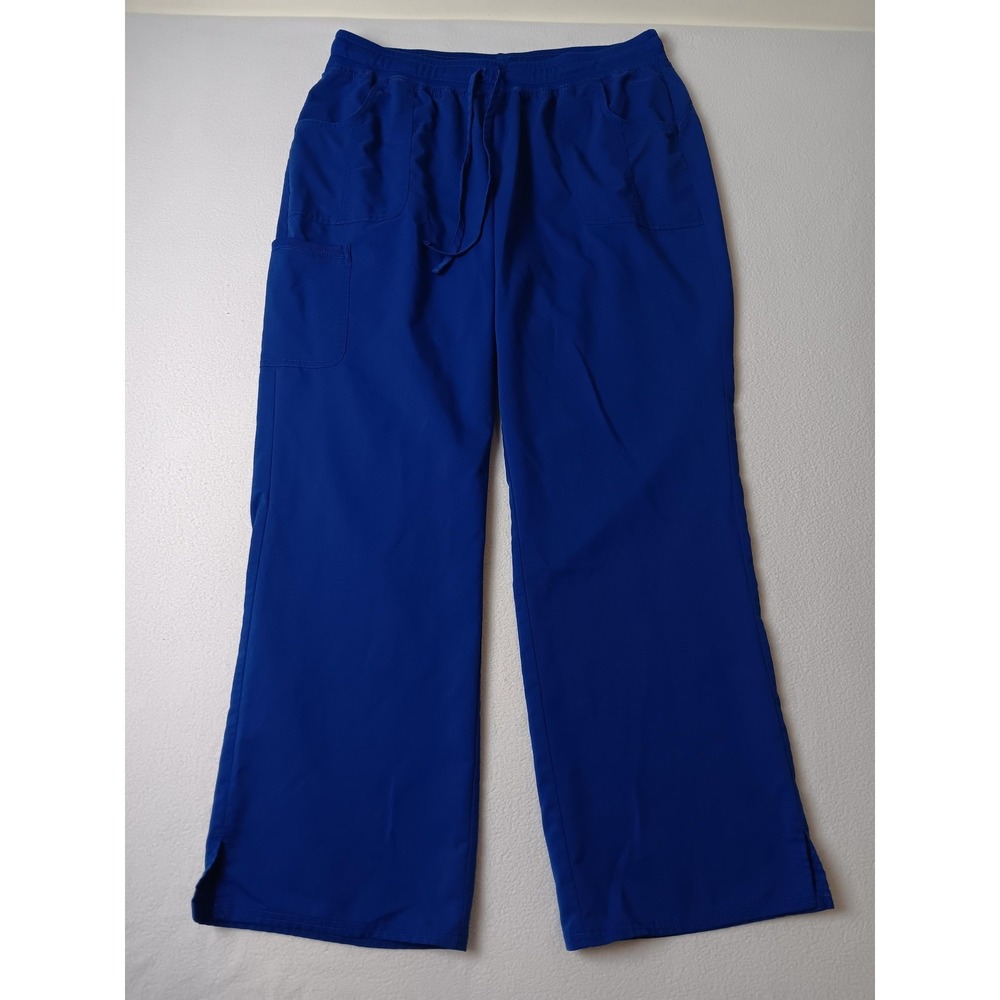 Scrubstar Cargo Pants Womens XL Blue Twill Drawstring Elastic Waist Pockets